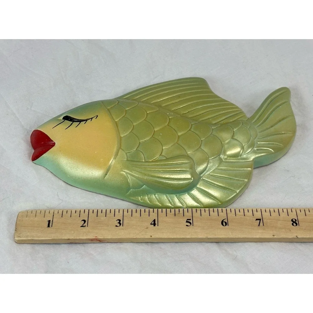 Vtg MCM Chalkware Fish *Set Of 3*  Wall Hanging Bathroom Decor Maximalist READ